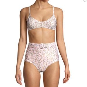La Boheme Piped Floral High Waisted Bikini Bottom SZ AU 12